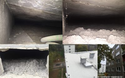 Foukaná izolace ploché dvouplášťové střechy panelového domu typu G57 | Karviná